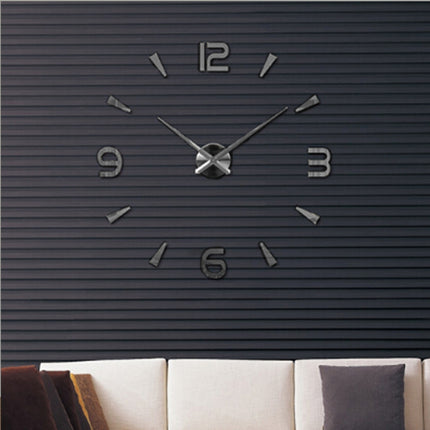Bedroom Home Decoration Watch Frameless 3D Mirror Large DIY Wall Sticker Mute Clock, Size: 100*100cm(Black)-garmade.com