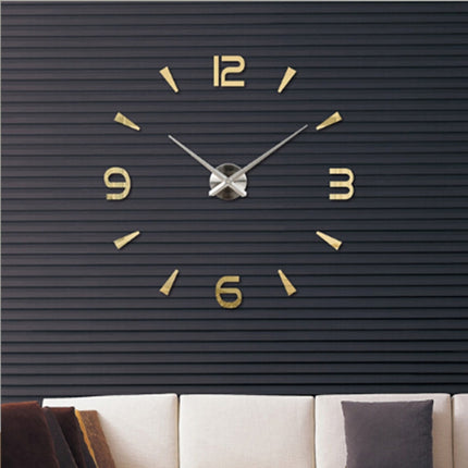 Bedroom Home Decoration Watch Frameless 3D Mirror Large DIY Wall Sticker Mute Clock, Size: 100*100cm(Gold)-garmade.com