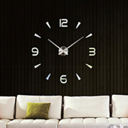 Bedroom Home Decoration Watch Frameless 3D Mirror Large DIY Wall Sticker Mute Clock, Size: 100*100cm(Silver)-garmade.com