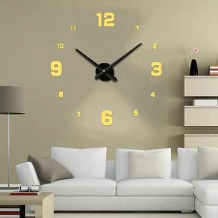 Bedroom Home Decoration Mirrored Number Frameless Large 3D DIY Wall Sticker Mute Clock, Size: 100*100cm(Gold)-garmade.com