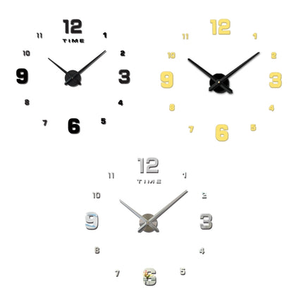 Bedroom Home Decoration Mirrored Number Frameless Large 3D DIY Wall Sticker Mute Clock, Size: 100*100cm(Gold)-garmade.com
