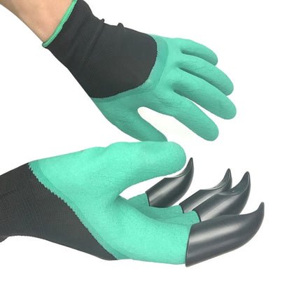 A Pair Latex Protective Insulated Gloves with Claws ABS Plastic Gloves for Digging and Planting, The Right One with Claws-garmade.com