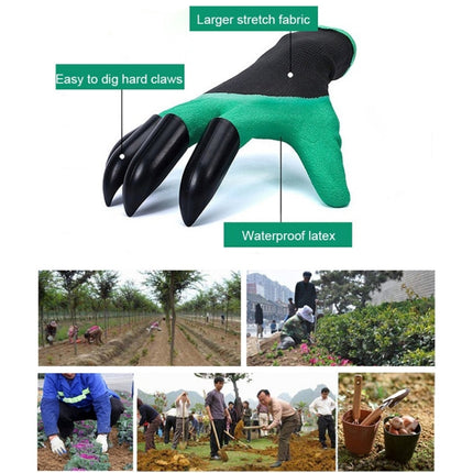 A Pair Latex Protective Insulated Gloves with Claws ABS Plastic Gloves for Digging and Planting, The Right One with Claws-garmade.com