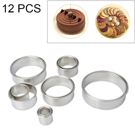 12 PCS / Set Stainless Steel Round Shape Cutting Mould Mousse Cake Doughnut Baking Tools-garmade.com