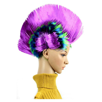 Funny Christmas Halloween Wig Masquerade Headdress Mohawk Hair Comb, Random Color Delivery-garmade.com