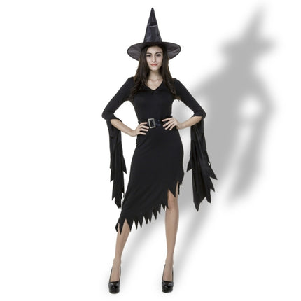 Black Irregular Long Skirt Exit Halloween Costume Cosplay Show Witchcraft Dress, XL, Chest: 98cm, Waistline: 80cm, Skirt Length: 110cm-garmade.com