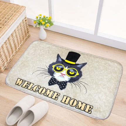 Door Mat Cat and Dog Pattern Flannel Rectangular Bathroom Carpet Living Room Bedroom Anti - skid Household Foot Pad,Size:50*80cm-garmade.com