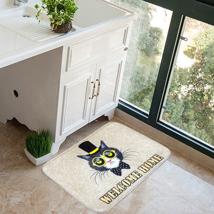 Door Mat Cat and Dog Pattern Flannel Rectangular Bathroom Carpet Living Room Bedroom Anti - skid Household Foot Pad,Size:50*80cm-garmade.com