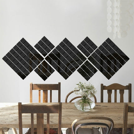 100 PCS Square Crystal Mosaic Mirror Acrylic Stereo Wall Stickers Creative Background Home Living Room Wall Sticker,Size:4*4cm(Black)-garmade.com