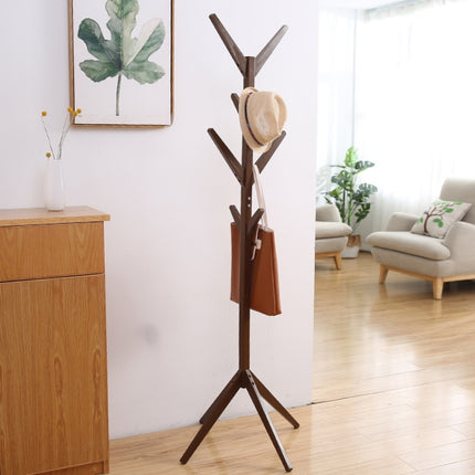 Creative Tree-shaped Solid Wood Floor Hatstand Clothes Hanging Rack,Size: 175x45x45cm (Dark Coffee)-garmade.com