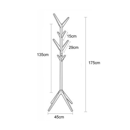 Creative Tree-shaped Solid Wood Floor Hatstand Clothes Hanging Rack,Size: 175x45x45cm (Dark Coffee)-garmade.com