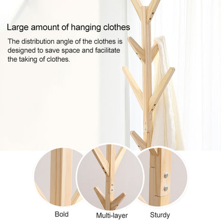Creative Tree-shaped Solid Wood Floor Hatstand Clothes Hanging Rack,Size: 175x45x45cm (Wood)-garmade.com