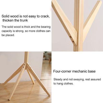Creative Tree-shaped Solid Wood Floor Hatstand Clothes Hanging Rack,Size: 175x45x45cm (White)-garmade.com