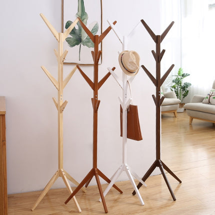 Creative Tree-shaped Solid Wood Floor Hatstand Clothes Hanging Rack,Size: 175x45x45cm (White)-garmade.com