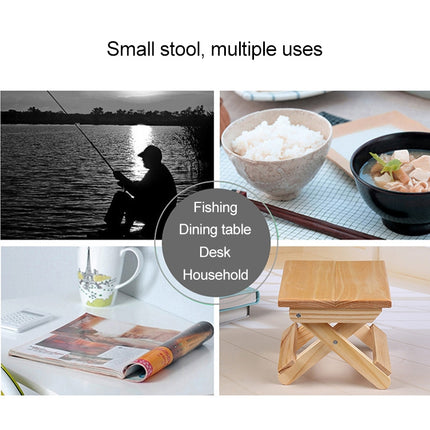 Pine Folding Square Bench Portable Home Outdoor Fishing Chair Bench,Size: 19x24x17.8cm-garmade.com