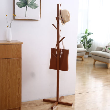 Creative Tree-shaped Solid Wood Floor Hatstand Clothes Hanging Rack,Size: 165x50x5cm(Coffee)-garmade.com