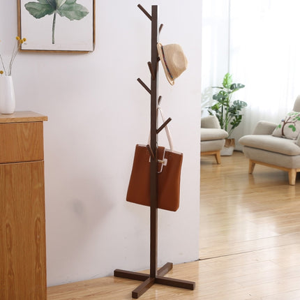Creative Tree-shaped Solid Wood Floor Hatstand Clothes Hanging Rack,Size: 165x50x5cm (Dark Coffee)-garmade.com