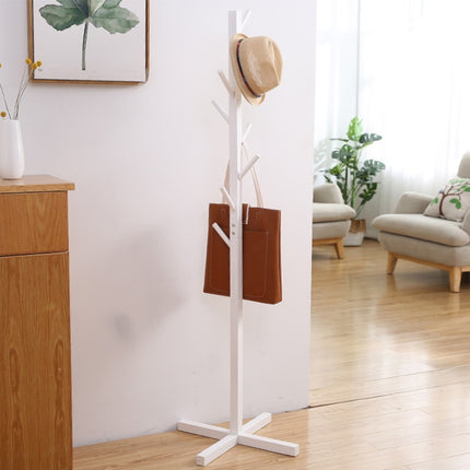 Creative Tree-shaped Solid Wood Floor Hatstand Clothes Hanging Rack,Size: 165x50x5cm(White)-garmade.com