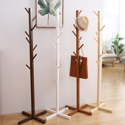 Creative Tree-shaped Solid Wood Floor Hatstand Clothes Hanging Rack,Size: 165x50x5cm(Coffee)-garmade.com