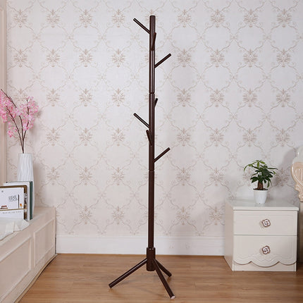 Creative Tree-shaped Solid Wood Floor Hatstand Clothes Hanging Rack,Size: 176x48x48cm (Coffee)-garmade.com
