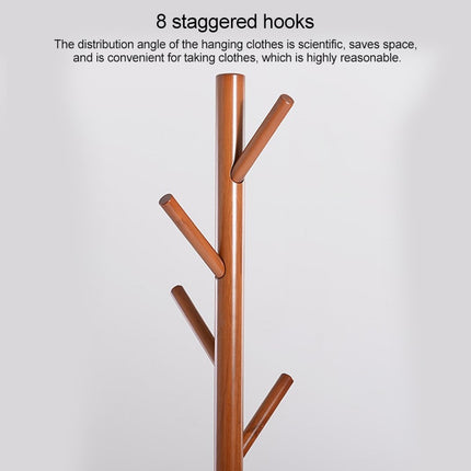 Creative Tree-shaped Solid Wood Floor Hatstand Clothes Hanging Rack,Size: 176x48x48cm (Coffee)-garmade.com