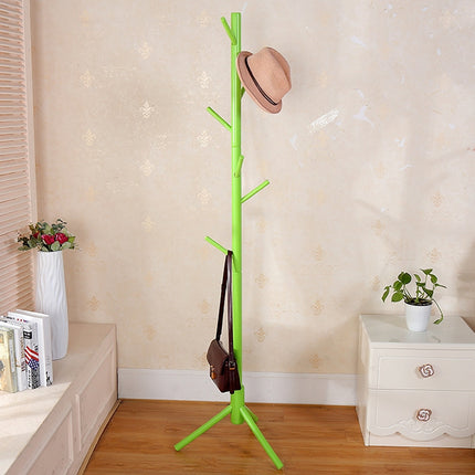 Creative Tree-shaped Solid Wood Floor Hatstand Clothes Hanging Rack,Size: 176x48x48cm(Green)-garmade.com