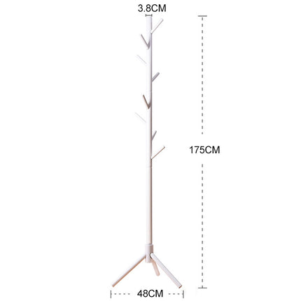 Creative Tree-shaped Solid Wood Floor Hatstand Clothes Hanging Rack,Size: 176x48x48cm (White)-garmade.com