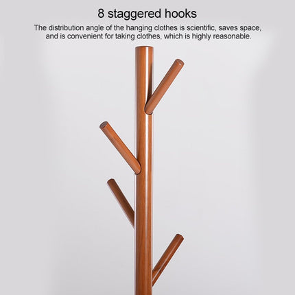 Creative Tree-shaped Solid Wood Floor Hatstand Clothes Hanging Rack,Size: 176x48x48cm (White)-garmade.com