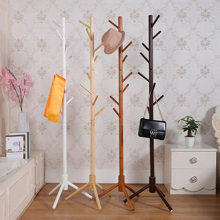 Creative Tree-shaped Solid Wood Floor Hatstand Clothes Hanging Rack,Size: 176x48x48cm (Brown)-garmade.com