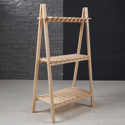 Solid Wood Folding Multi-layer Flower Plate Storage Shelves Shoe Rack, Size: 90x50x30cm(Wood)-garmade.com