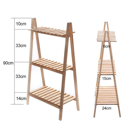 Solid Wood Folding Multi-layer Flower Plate Storage Shelves Shoe Rack, Size: 90x50x30cm(Wood)-garmade.com