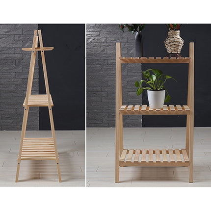 Solid Wood Folding Multi-layer Flower Plate Storage Shelves Shoe Rack, Size: 90x50x30cm(Wood)-garmade.com