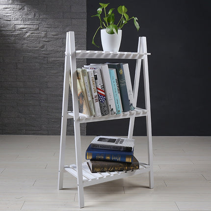 Solid Wood Folding Multi-layer Flower Plate Storage Shelves Shoe Rack, Size: 90x50x30cm (White)-garmade.com