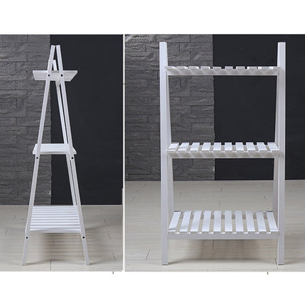 Solid Wood Folding Multi-layer Flower Plate Storage Shelves Shoe Rack, Size: 90x50x30cm (White)-garmade.com