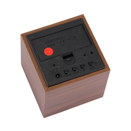 Wood Clock Desk Table LED Digital Display Alarm Clock with Time & Date & Temperature Display(Brown)-garmade.com