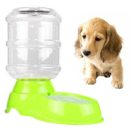 3.5L Pet Gravity Waterer Dogs Cats Plastic Self-Dispensing Gravity Pet Feeder(Green)-garmade.com