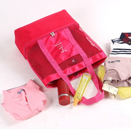Portable Double Layer Mesh Sport Duffel Beach Picnic Shoulder Storage Bag Handbag(Blue)-garmade.com