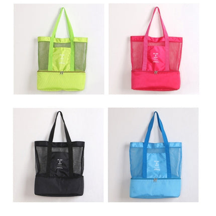 Portable Double Layer Mesh Sport Duffel Beach Picnic Shoulder Storage Bag Handbag(Green)-garmade.com