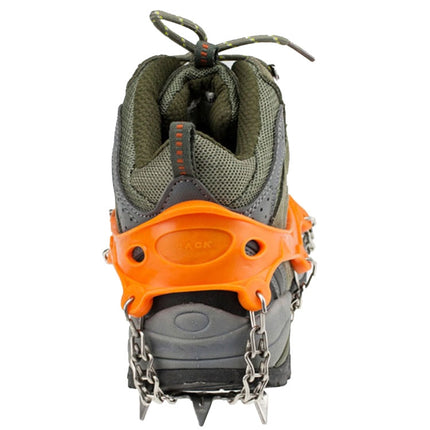 One Pair 19 Teeth Anti-Slip Ice Gripper Hiking Climbing Chain Shoes Covers(Orange)-garmade.com