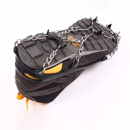 One Pair 8 Teeth Anti-Slip Ice Gripper Hiking Climbing Chain Shoes Covers(Black)-garmade.com