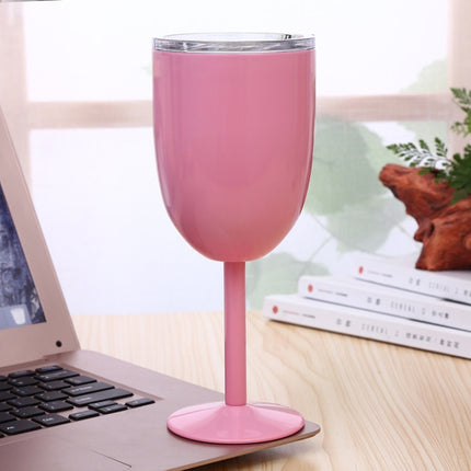 New Fashion Stainless Steel Vacuum Cup Red Wine Cocktail Goblet Creative Gift (Pink)-garmade.com