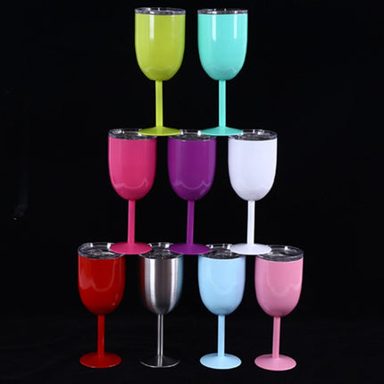 New Fashion Stainless Steel Vacuum Cup Red Wine Cocktail Goblet Creative Gift (Magenta)-garmade.com