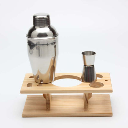 9 in 1 Stainless Steel Cocktail Shaker Tools Set with Wooden Mount, Capacity: 550ml-garmade.com