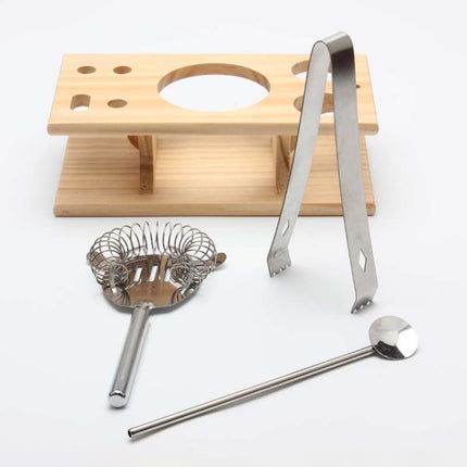 9 in 1 Stainless Steel Cocktail Shaker Tools Set with Wooden Mount, Capacity: 750ml-garmade.com