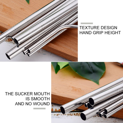 5 PCS Reusable Stainless Steel Bent Drinking Straw + Cleaner Brush Set Kit, 215*6mm(Black)-garmade.com