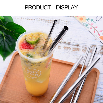 5 PCS Reusable Stainless Steel Bent Drinking Straw + Cleaner Brush Set Kit, 215*6mm(Black)-garmade.com