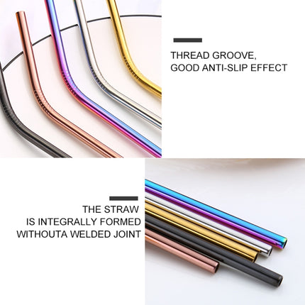 5 PCS Reusable Stainless Steel Straight Drinking Straw + Cleaner Brush Set Kit, 215*6mm(Colour)-garmade.com