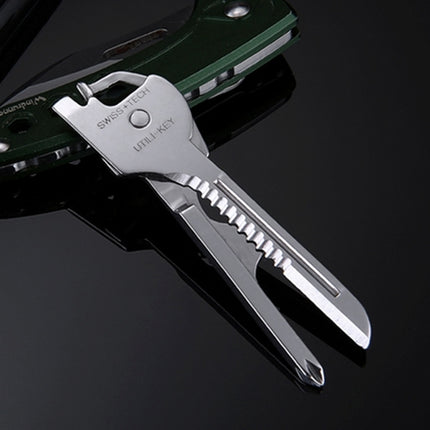 SWISS+TECH Stainless Steel 6 in 1 Multi-function Outdoor Key Chain, Foldable Mini Tools Key Ring-garmade.com