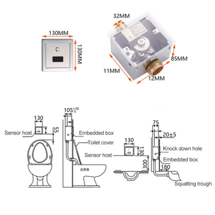 Recessed Wall in Type Flush Valve for Auto-induction Toilet, with Automatic and Manual Function DC-garmade.com