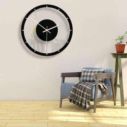 TM011 A Round Wooden Dial Transparent Acrylic Mute Wall Clock-garmade.com
